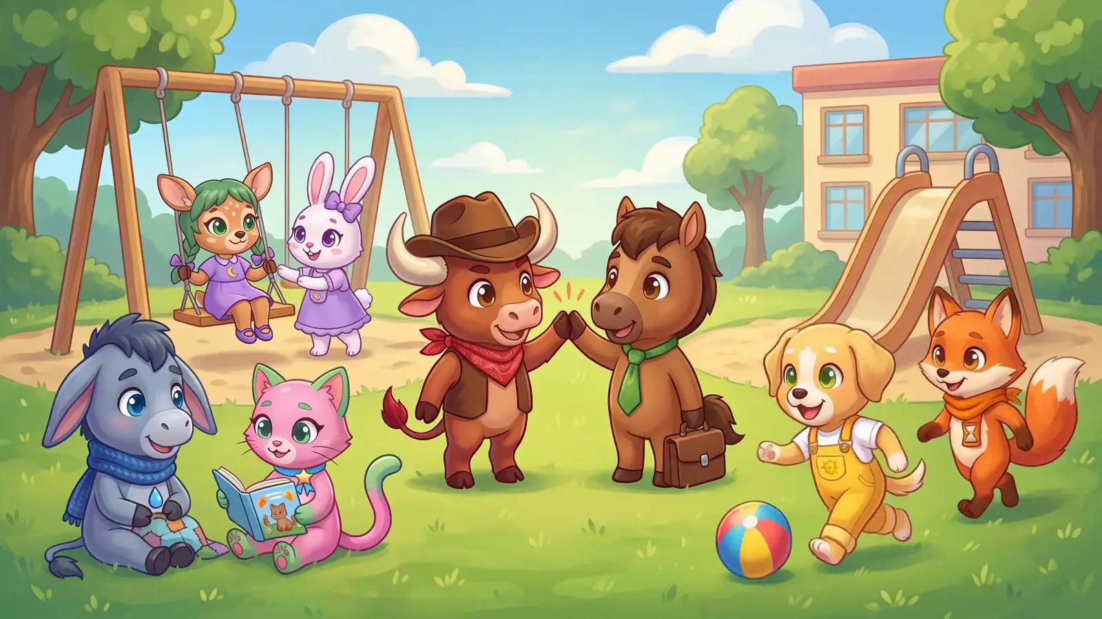 The Enimates in the playground
